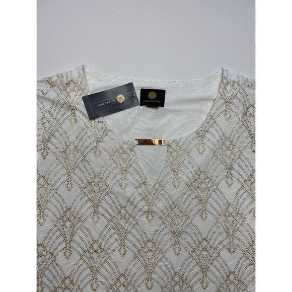 JM Collection Blouse Top Large White Women's Glitter Sparkle NEW - Picture 5 of 7